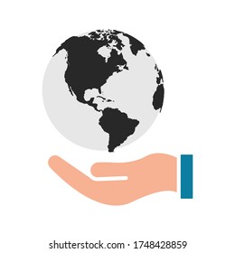hand hold globe. globe in hand icon. world and earth vector icon for web. vector illustration