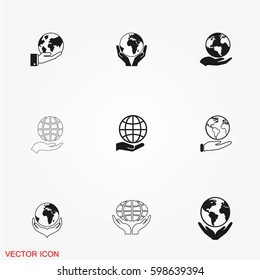 Hand hold globe icons