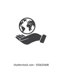 hand hold globe on the white background
