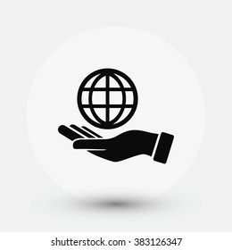 Hand Hold Globe - Vector Icon