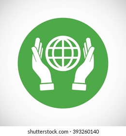 hand hold globe - vector icon