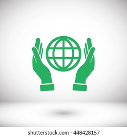 hand hold globe - vector icon