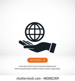 hand hold globe - vector icon, flat design best vector icon