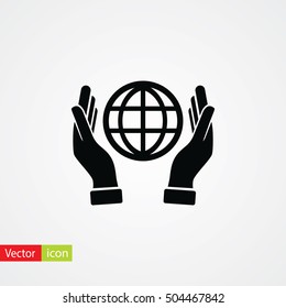 hand hold globe - vector icon, flat design best vector icon