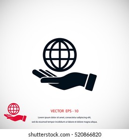 hand hold globe - vector icon, flat design best vector icon