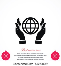 hand hold globe - vector icon, flat design best vector icon
