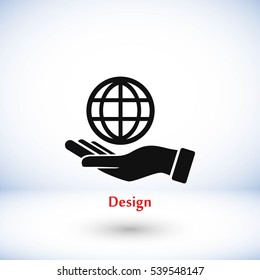 Hand Hold Globe - Vector Icon, Flat Design Best Vector Icon