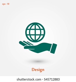 hand hold globe - vector icon, flat design best vector icon
