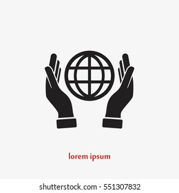 hand hold globe - vector icon, flat design best vector icon