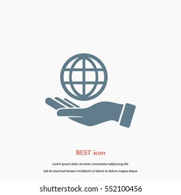 hand hold globe - vector icon, flat design best vector icon