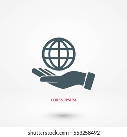 hand hold globe - vector icon, flat design best vector icon
