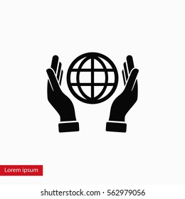 hand hold globe - vector icon, flat design best vector icon