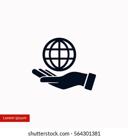 hand hold globe - vector icon, flat design best vector icon