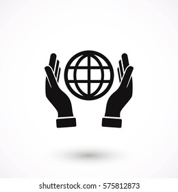 hand hold globe - vector icon, flat design best vector icon