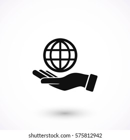 hand hold globe - vector icon, flat design best vector icon