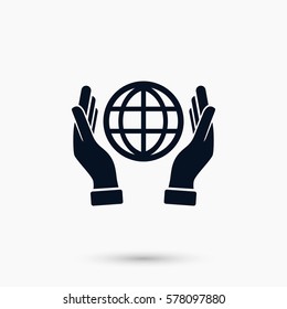 hand hold globe - vector icon, flat design best vector icon