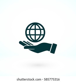 hand hold globe - vector icon, flat design best vector icon