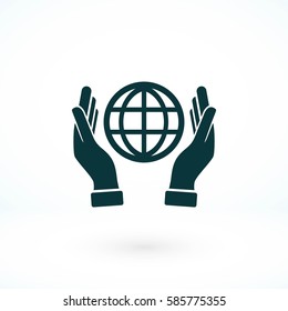 hand hold globe - vector icon, flat design best vector icon