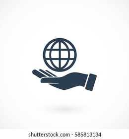 hand hold globe - vector icon, flat design best vector icon