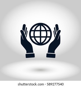 hand hold globe - vector icon, flat design best vector icon