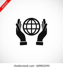 hand hold globe - vector icon, flat design best vector icon