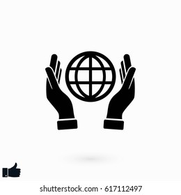 hand hold globe - vector icon, flat design best vector icon