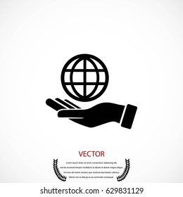 hand hold globe - vector icon, flat design best vector icon
