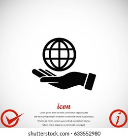 Hand Hold Globe - Vector Icon, Flat Design Best Vector Icon