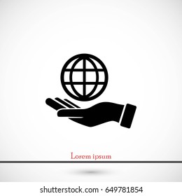 hand hold globe - vector icon, flat design best vector icon