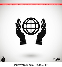 hand hold globe - vector icon, flat design best vector icon