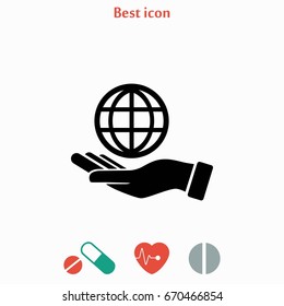 hand hold globe - vector icon, flat design best vector icon