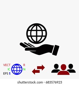 hand hold globe - vector icon, flat design best vector icon