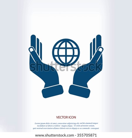hand hold globe - vector icon