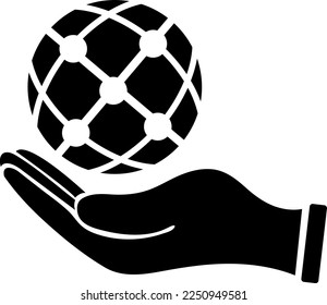 Hand halten Globus, Vektorgrafik-Stil auf weißem Hintergrund.EPS