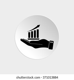 hand hold graph -  black vector icon