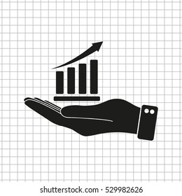hand hold graph  - black vector icon