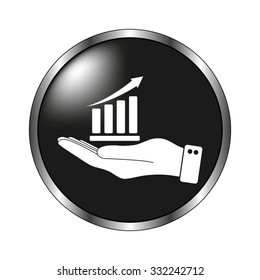 hand hold graph icon - vector button