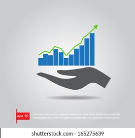 hand hold graph stock vector icon