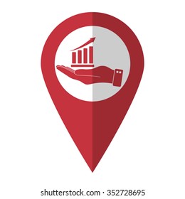 hand hold graph - vector icon; red map  pointer