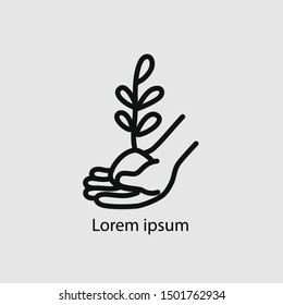 HAND HOLD GROWING SEED LOGO VECTOE ILLUSTRATION
