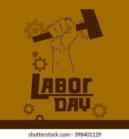 Hand Hold Hammer Labor Day May Worker Holiday Vector Illustration