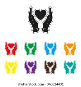 hand hold heart - color vector icon