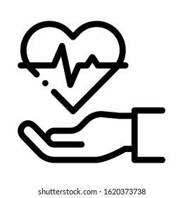 Hand Hold Heart Icon Vector. Outline Hand Hold Heart Sign. Isolated Contour Symbol Illustration