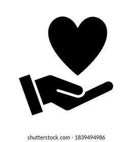 Hand hold a heart icon vector, healthcare concept. Color editable