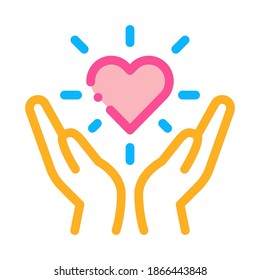 Hand Hold Heart Icon Vector. Outline Hand Hold Heart Sign. Isolated Contour Symbol Illustration