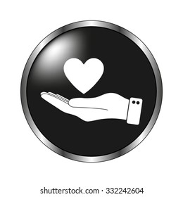 hand hold heart icon - vector button
