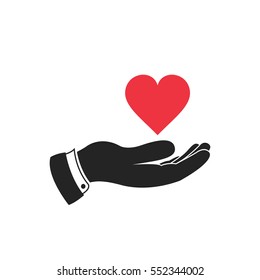 Hand hold heart icon, vector isolated illustration.