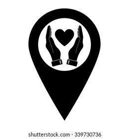 hand hold heart - map pointer vector icon
