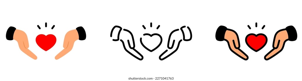 Hand halten Sie die einfache Illustration des Herzens, das Konzeptsymbol