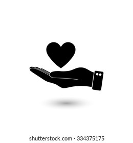 hand hold heart -  vector icon